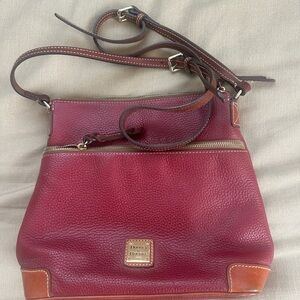 Dooney & Bourke Red and Brown Crossbody Bag with Leather Finish
